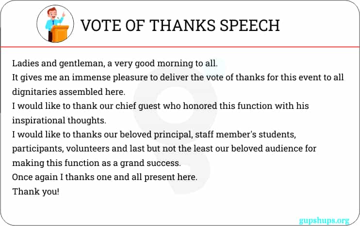 write a short speech on vote of thanks